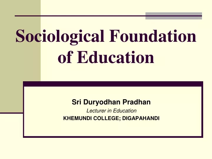sociological foundation of education