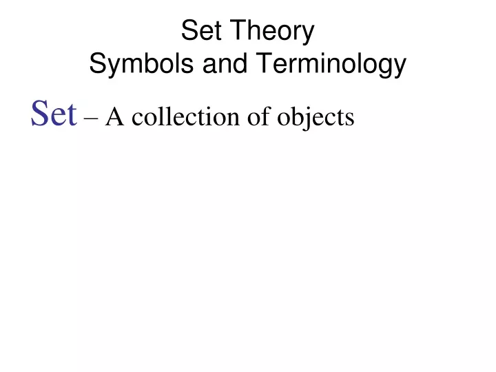 set theory symbols and terminology