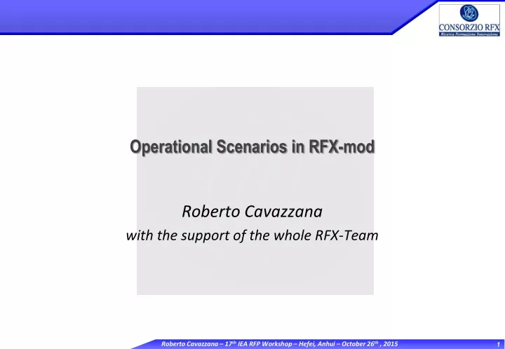 operational scenarios in rfx mod