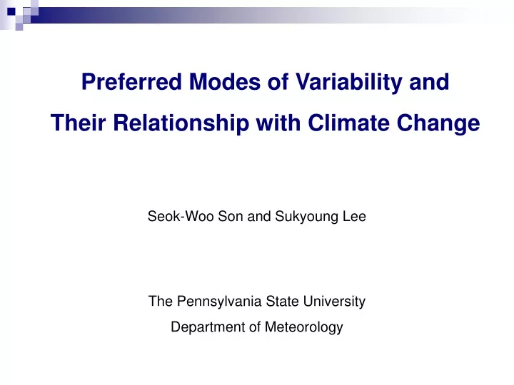 preferred modes of variability and their