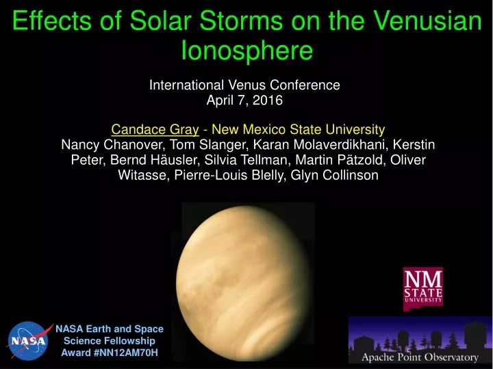 effects of solar storms on the venusian ionosphere