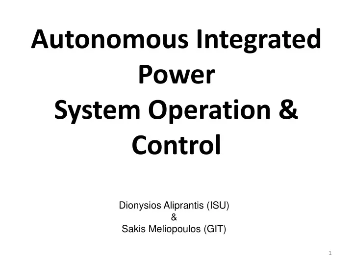 autonomous integrated power system operation control