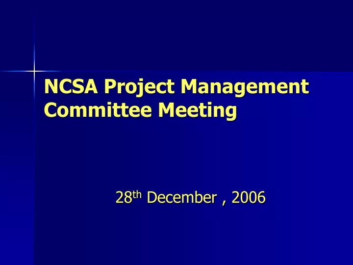 ncsa project management committee meeting