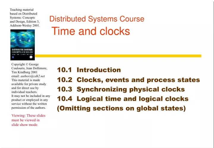 distributed systems course time and clocks