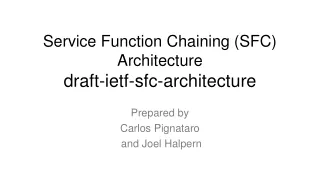 Service Function Chaining (SFC) Architecture draft-ietf-sfc-architecture