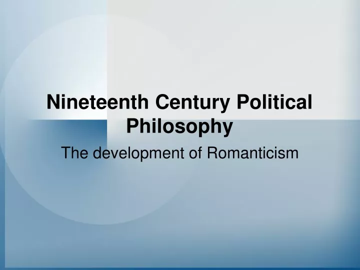nineteenth century political philosophy