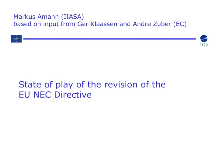 state of play of the revision of the eu nec directive
