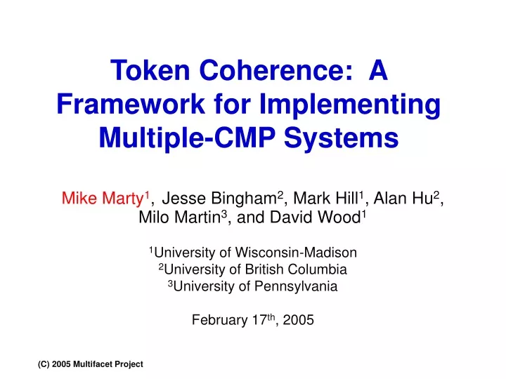token coherence a framework for implementing multiple cmp systems