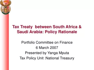 Tax Treaty  between South Africa &amp; Saudi Arabia: Policy Rationale