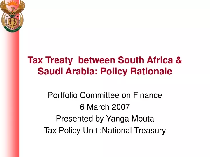 tax treaty between south africa saudi arabia policy rationale
