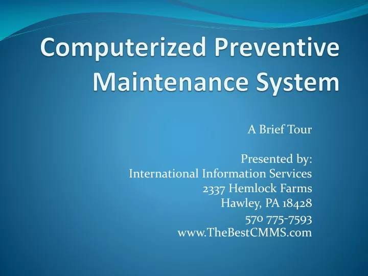 computerized preventive maintenance system