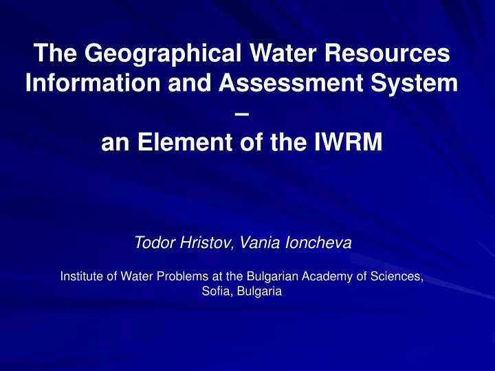 the geographical water resources information