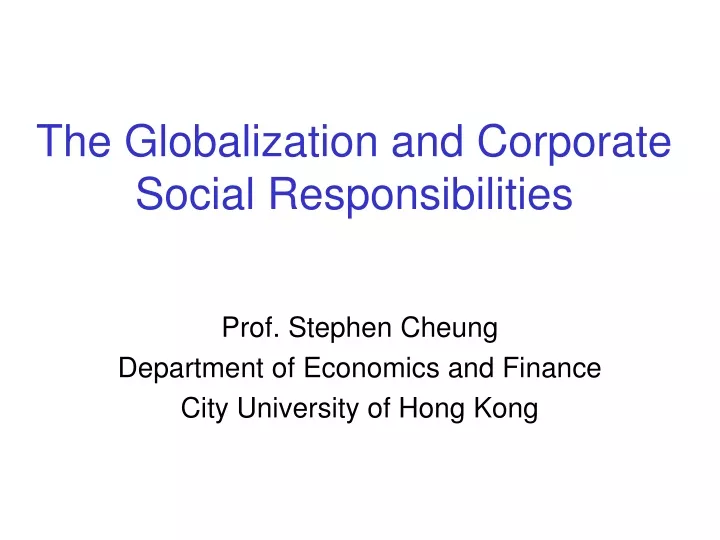 the globalization and corporate social responsibilities