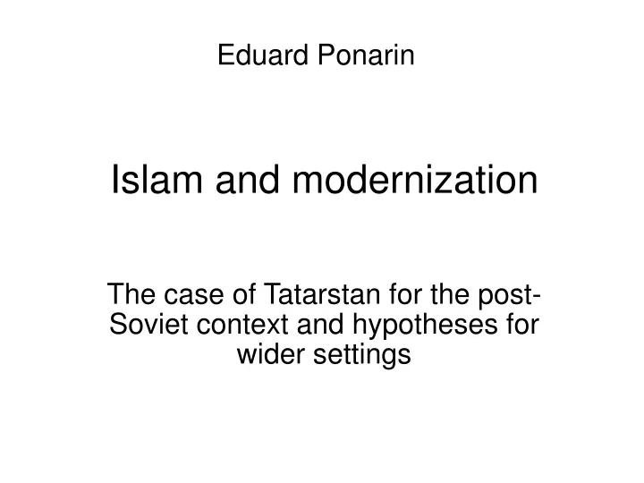 the case of tatarstan for the post soviet context and hypotheses for wider settings