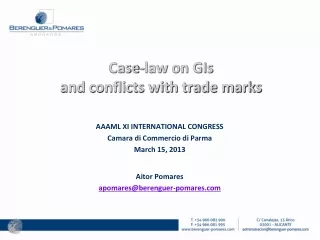 Case-law on GIs  and conflicts with trade marks