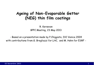 Ageing of Non-Evaporable Getter (NEG) thin film coatings