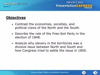 Contrast the economies, societies, and political views of the North and the South.