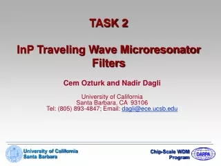 TASK 2 InP Traveling Wave Microresonator Filters