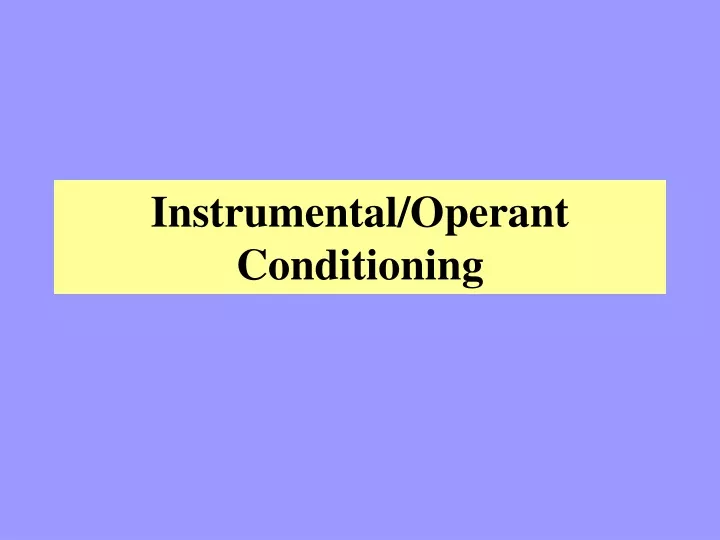 instrumental operant conditioning
