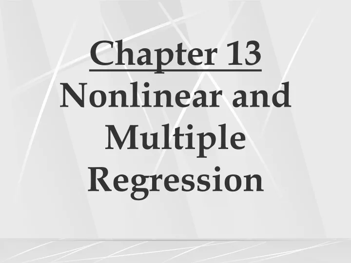 chapter 13 nonlinear and multiple regression