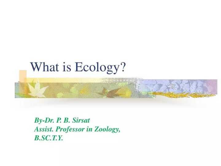 what is ecology