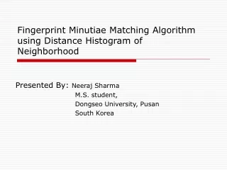 Fingerprint Minutiae Matching Algorithm using Distance Histogram of Neighborhood