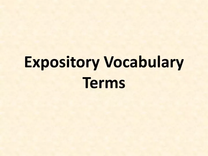 expository vocabulary terms