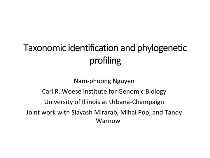 taxonomic identification and phylogenetic profiling