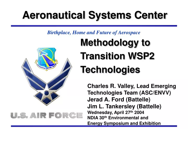 methodology to transition wsp2 technologies