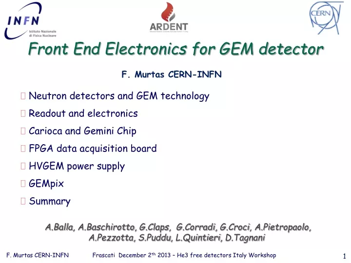 front end electronics for gem detector