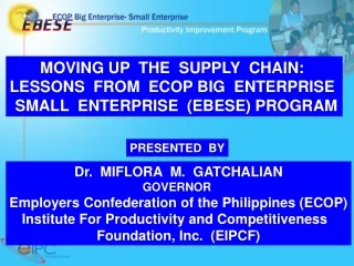 MOVING UP  THE  SUPPLY  CHAIN:  LESSONS  FROM  ECOP BIG  ENTERPRISE