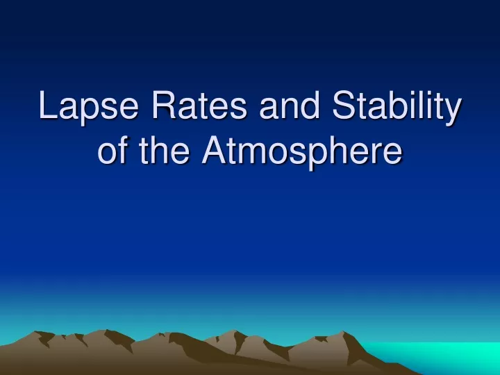 lapse rates and stability of the atmosphere