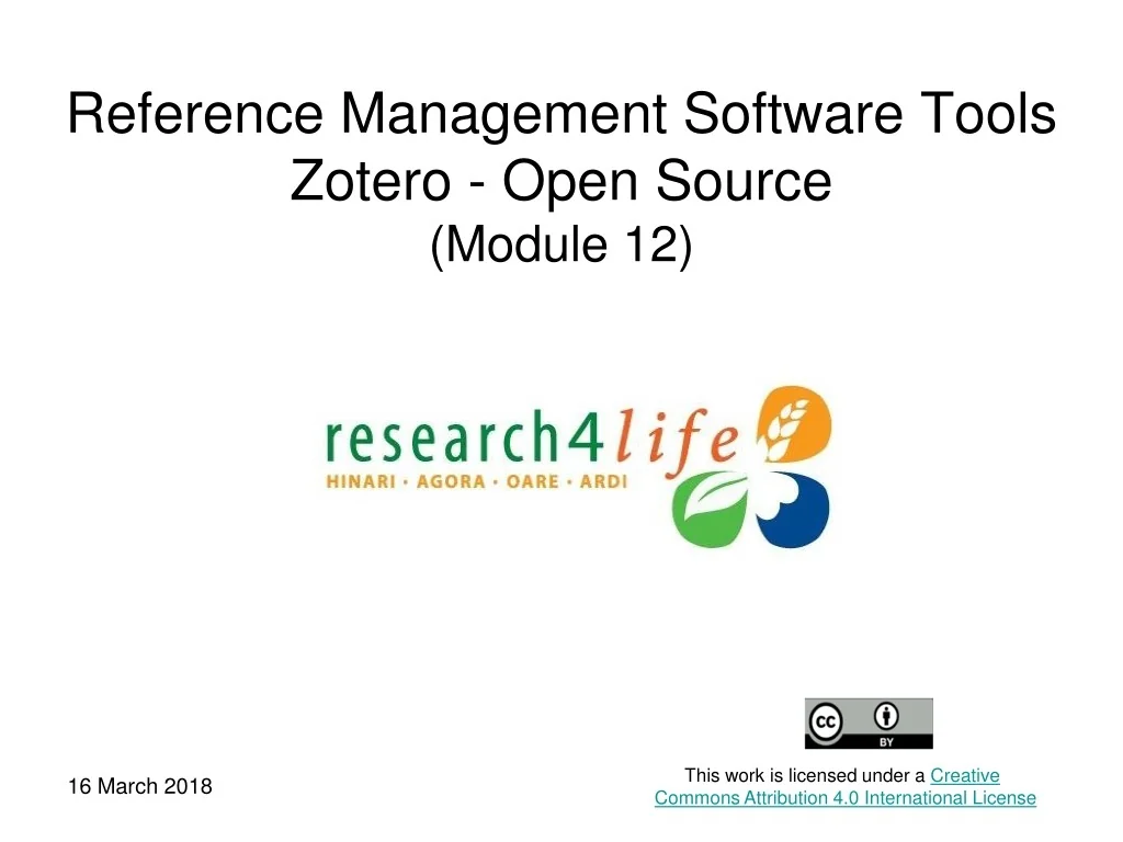 PPT - Reference Management Software Tools Zotero - Open Source (Module ...