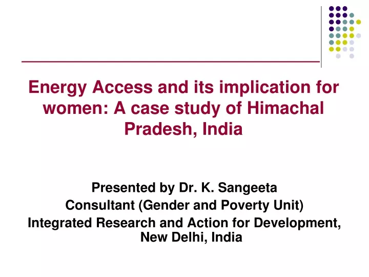 energy access and its implication for women a case study of himachal pradesh india