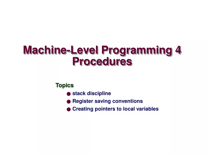 machine level programming 4 procedures