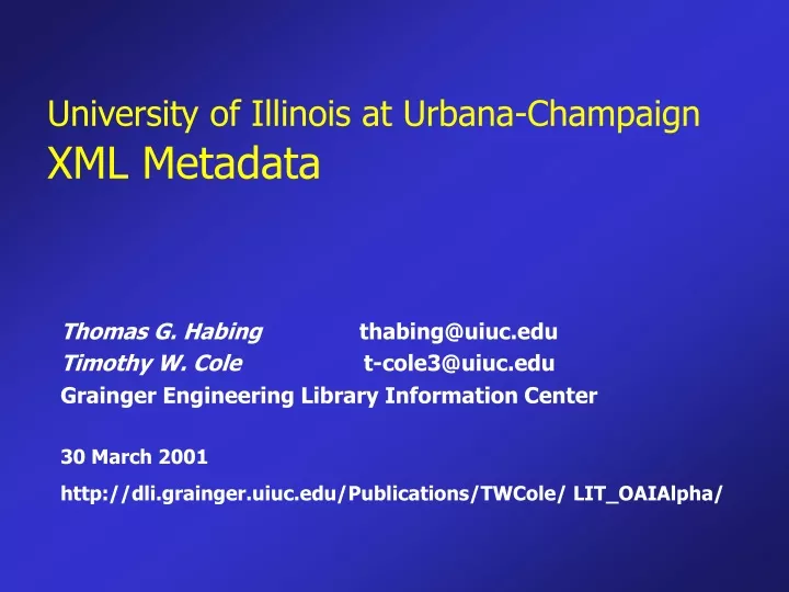 university of illinois at urbana champaign xml metadata