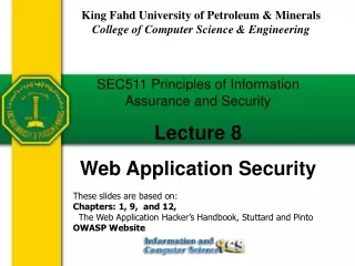 SEC511 Principles of Information Assurance and Security Lecture 8 Web Application Security