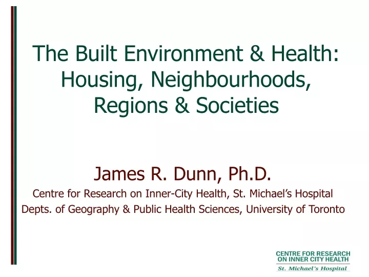 the built environment health housing neighbourhoods regions societies