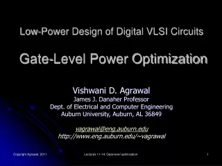 Low-Power Design of Digital VLSI Circuits  Gate-Level Power Optimization