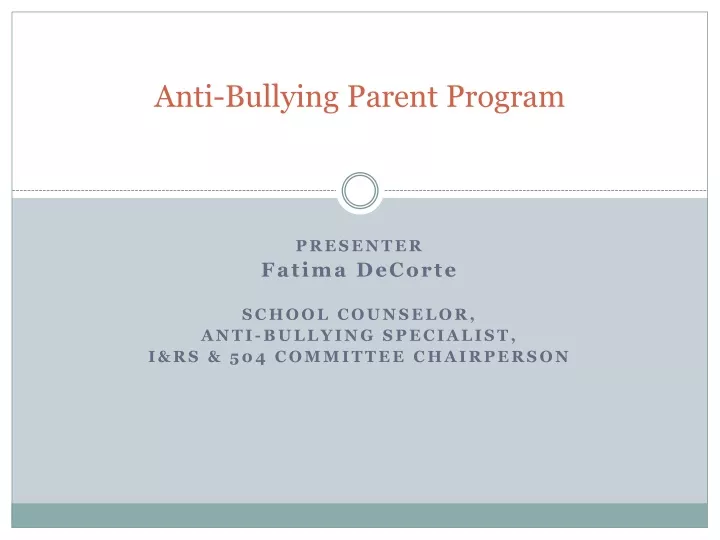 anti bullying parent program