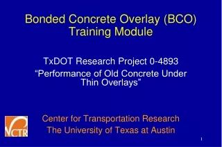 Bonded Concrete Overlay (BCO) Training Module