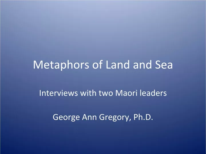 metaphors of land and sea