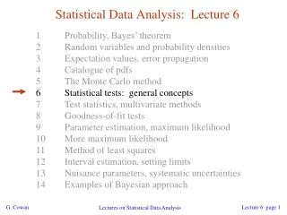 Statistical Data Analysis:  Lecture 6