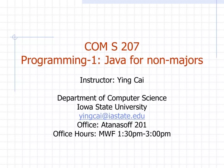 com s 207 programming 1 java for non majors