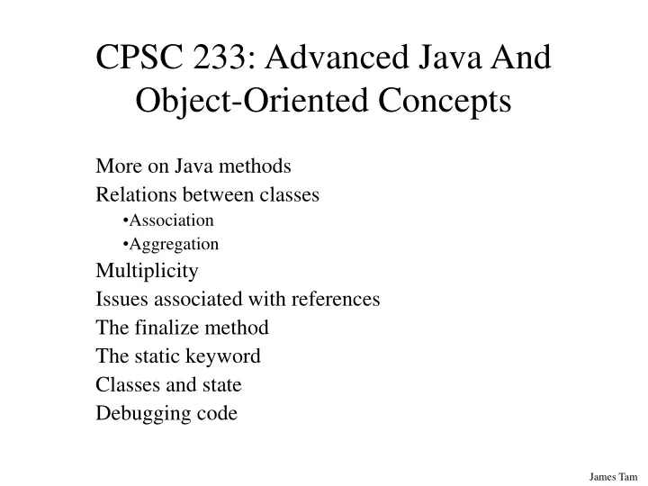 cpsc 233 advanced java and object oriented concepts