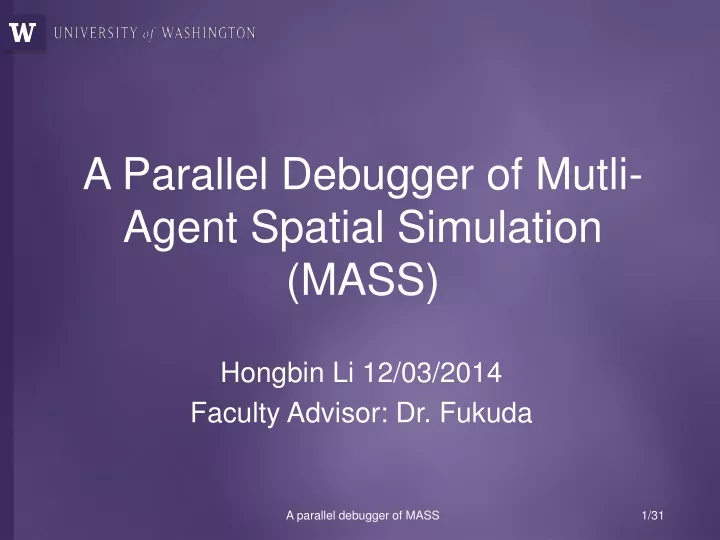 a parallel debugger of mutli agent spatial simulation mass