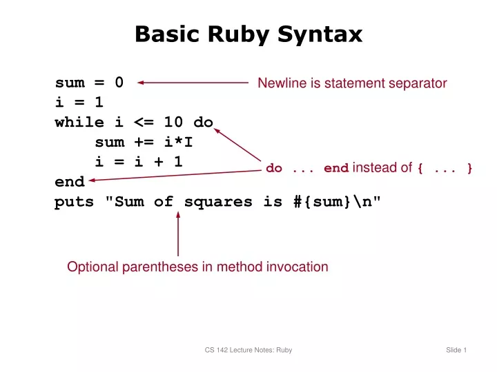 basic ruby syntax