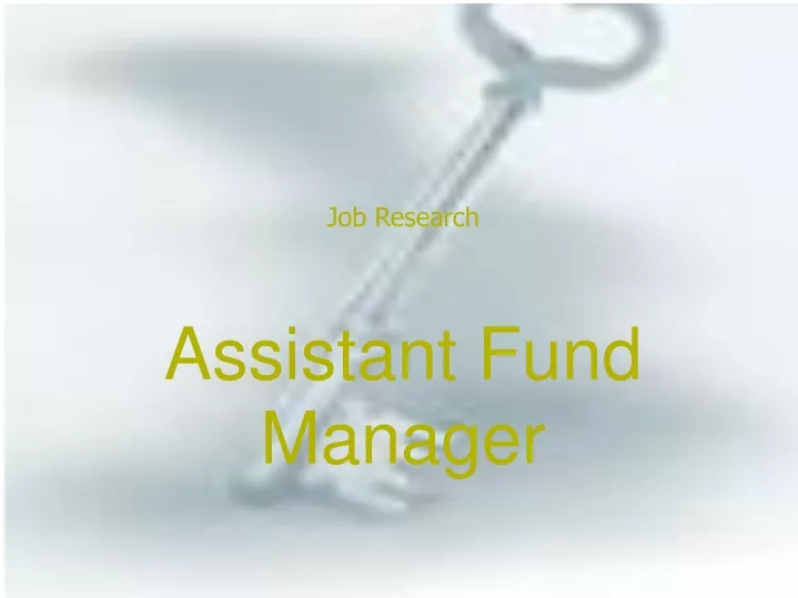 job research assistant fund manager