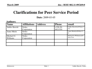 Clarifications for Peer Service Period