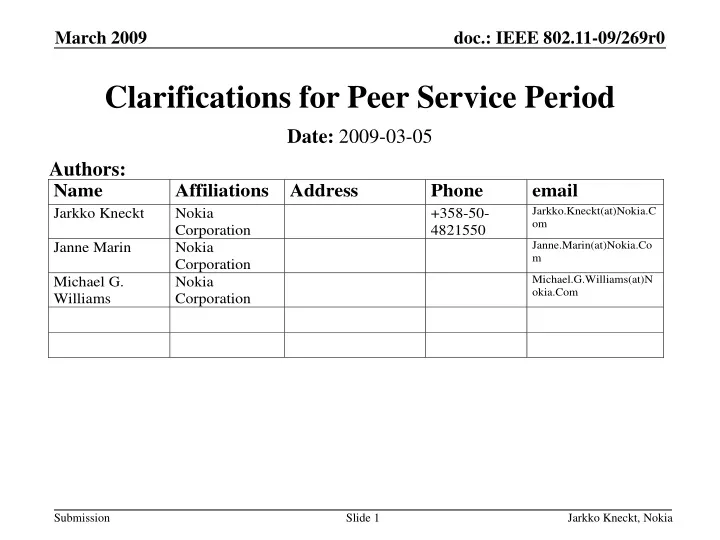 clarifications for peer service period